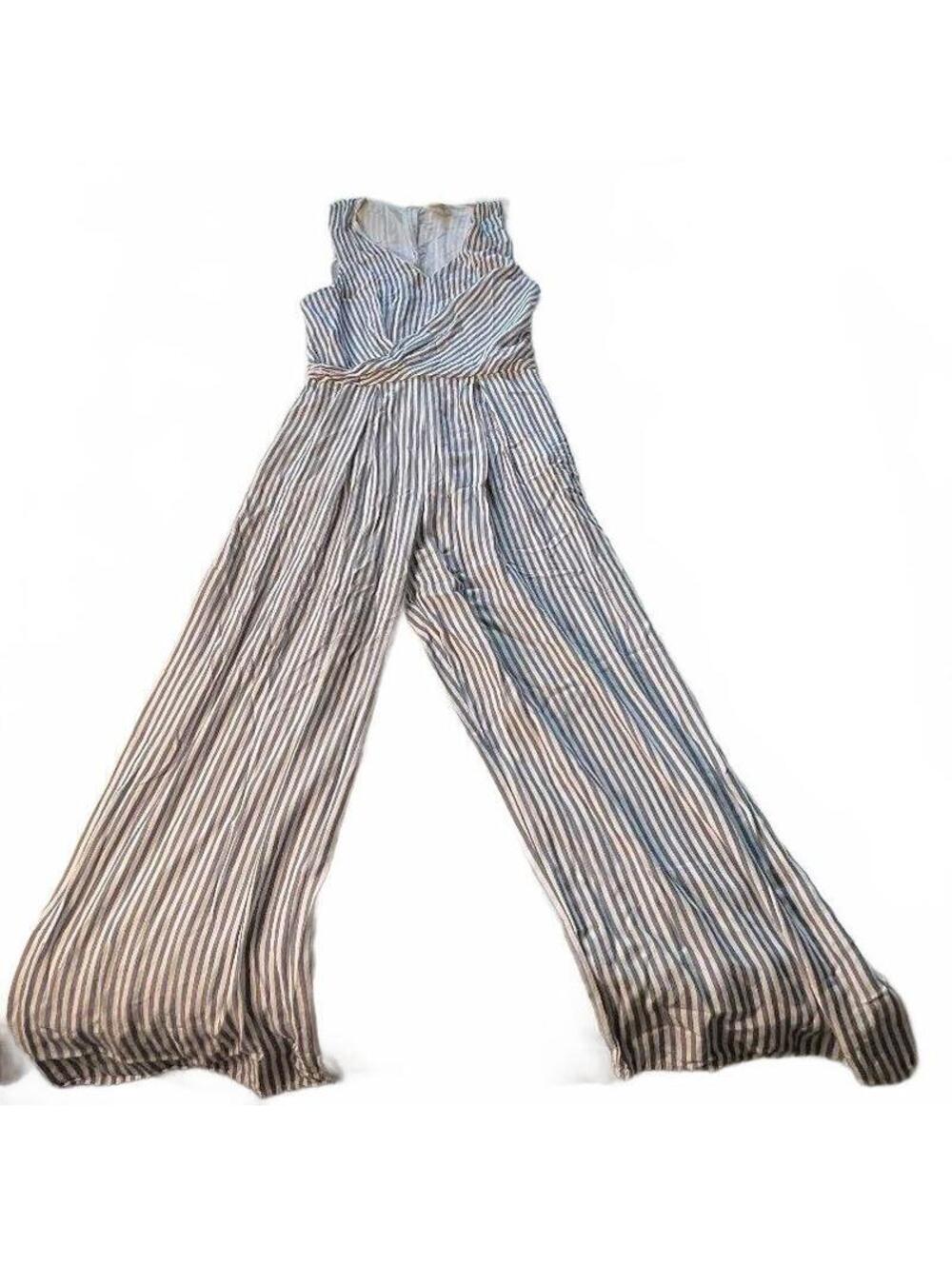 a new day Women's Striped Sleeveless Jumpsuit Medium